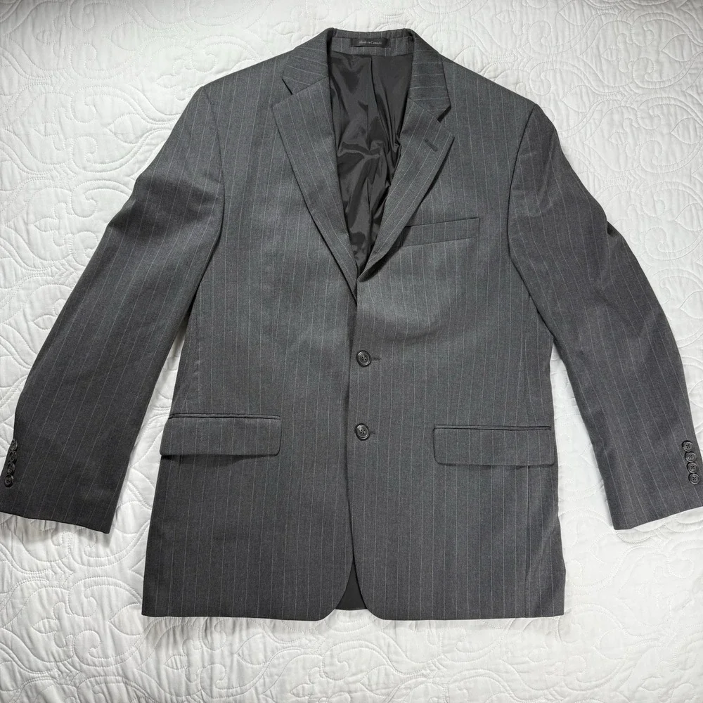 Ralph Lauren Charcoal Pinstripe Wool‎ 2 Button Suit Jacket Blazer Men's 42R EUC